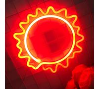 Belle chambre à coucher avec signe de soleil Indication de néon de soleil rouge USB/3-AA Lumière de nuit alimentée par batterie Bar de décoration de lumière de néon Salon