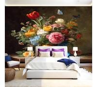 Belle Composition Florale Papier Peint Panoramique Fleurs Roses Papier Peint Intissé Tapisserie Poster Mural Salon Chambre Adulte Chambre d'enfants Restaurant Décor 250x175 cm