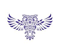 belle conception de logo de hibou aux plumes et aux yeux écarquillés Stickers muraux 50.4x84.6cm Amovible sans laisser de colle Bleu foncé