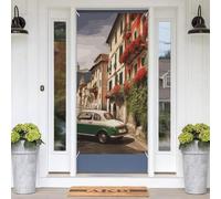 Belle couverture de porte de bienvenue en Italie - 180 x 89 cm - Bannière de porte avec corde de fond - Toile de fond de porche - Décoration saisonnière à suspendre pour porte d'entrée de maison