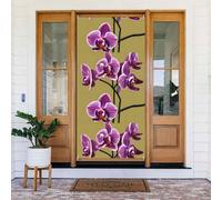 Belle couverture de porte d'orchidées. Bannière imprimée de couverture de porte, suspension murale festive pour décoration de fête