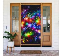 Belle décoration de porte colorée pour porte d'entrée, bannière de fond photo, fond de photo, décoration saisonnière, panneau de porche pour intérieur ou extérieur, jardin, vacances, 183 x 90 cm