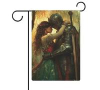 Belle femme avec amant drapeau de jardin forestier saisonnier vacances toile de jute double face maison cour drapeaux extérieurs 30,5 x 45,7 cm