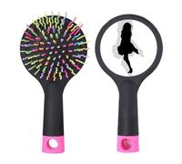 Belle femme jupe contour salon démêlant brosse à cheveux coussin base