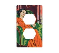 Belle femme se prélassant sur un fauteuil, couvercle d'interrupteur décoratif 1 gang plaque murale pour cuisine, salle de bain, taille 7 x 11,4 cm
