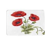 (Belle fleur de coquelicot encre) Tapis de porte imprimé pour salle de bain, chambre à coucher et bureau Tapis de bain de sol doux antidérapant moderne tapis d'intérieur 40,6 x 61 cm