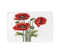 (Belle fleur de coquelicot encre) Tapis de porte imprimé pour salle de bain, chambre à coucher et bureau Tapis de bain de sol doux antidérapant moderne tapis d'intérieur 40,6 x 61 cm