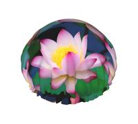 Belle fleur de lotus réutilisable bonnet de douche pour femme, double couche imperméable à l'eau, un must pour les soins capillaires