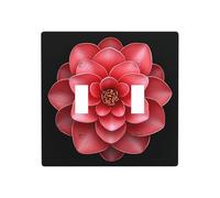Belle Fleur Rouge Double Gang Bascule Plaque Murale Interrupteur Décor Taille Standard - 11,4 x 11,4 cm