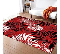 Belle Fleur Rouge Tapis 3D Imprimé Tapis Graphique Antidérapant Grand Tapis Salon Décoration Intérieur Tapis De Sol 160 X 230 Cm / 62,99 X 90,55 Pouces - Polyester Nettoyage Facile ，Avec Sup -4M2L-U1B