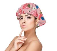 Belle fraise rose,Bonnet de nuit en satin pour adulte - Bonnet de nuit élastique pour femme, couvre-cheveux de nuit