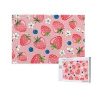 Belle Fraise Rose,Puzzle Familial en Bois de 1 000 pièces pour Adultes et Adolescents, décoration d'intérieur