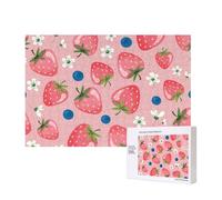 Belle Fraise Rose,Puzzle Familial en Bois de 300 pièces pour Adultes et Adolescents, décoration d'intérieur