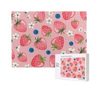 Belle Fraise Rose,Puzzle Familial en Bois de 500 pièces pour Adultes et Adolescents, décoration d'intérieur