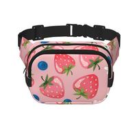 Belle Fraise Rose,Sac Banane carré Double Couche, Sac de Poitrine