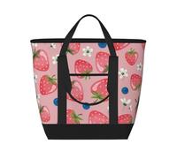 Belle fraise rose,Sacs à lunch isothermes de grande capacité pour femmes et hommes