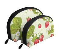 Belle Fraise, Trousse de Maquillage Coquille Femme Petit Porte-Monnaie Trousse de Toilette Trousse à cosmétiques 2 pièces