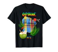 Belle Guyane Française 973 Madras Hibiscus Colibri Coco T-Shirt
