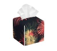 Belle housse de boîte à mouchoirs en cuir imprimé feux d'artifice - Organiseur pliable pour salle de bain, salon, table, bureau, voiture, et plus encore