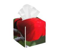 Belle housse de boîte à mouchoirs en cuir imprimé oiseaux rouges - Organiseur pliable pour salle de bain, salon, table, bureau, voiture, et plus encore
