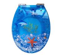 Belle housse de siège de toilette en résine, en acier inoxydable, à descente lente, silencieuse, épaisse, U/V/O, universelle(White seafish,Slow down)