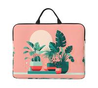 Belle housse pour ordinateur portable 14" avec imprimé plantes vertes en pot - Poignée portable, voyage d'affaires, poche pour accessoires pour ordinateur portable, tablette