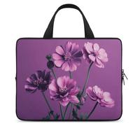 Belle housse pour ordinateur portable de 15 pouces, sac de protection portable avec dragonne pour ordinateur portable, motif fleurs violettes