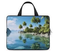 Belle île dans la mer Housse pour ordinateur portable ultra fine, légère et imperméable 10 pouces, matériau en néoprène durable, sac de protection portable avec dragonne