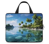 Belle île dans la mer Housse pour ordinateur portable ultra fine, légère et imperméable 17", matériau en néoprène durable, sac de protection portable avec dragonne