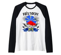 Belle île de Réunion 974 Carte Drapeau Margouillat Fierté Manche Raglan