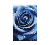 Belle illustration de rose bleue - Drapeau de jardin double face - Bannière de bienvenue saisonnière avec œillets en laiton - Fond photo pour cour, porche, pelouse