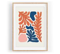 Belle illustration motif de feuilles de plantes minimal décoratif couleur motif encadré nature en A3