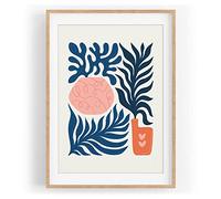 Belle illustration motif de feuilles de plantes minimal décoratif couleur motif encadré nature en A3