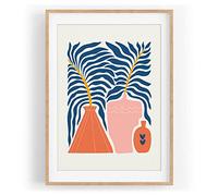 Belle illustration motif de feuilles de plantes minimal décoratif couleur motif encadré nature en A3
