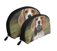 Belle Impression de Chien Beagle, Trousse de Maquillage Coquille Femme Petit Porte-Monnaie Trousse de Toilette Trousse à cosmétiques 2 pièces