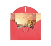 Belle impression sur le canal de Venise avec boucle d'amour, papier nacré, cadeaux pour cartes d'anniversaire avec feuille d'accessoires, carte de notes, enveloppe