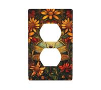 Belle libellule fleurs en verre teinté couvercle interrupteur couvercle décoratif 1 gang plaque murale pour cuisine salle de bain taille 7 x 11,4 cm