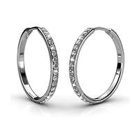 BELLE & LILY Créoles Boucle d'oreilles 18 K Blanc Glod avec Cristal Swarovski Element Étincellement Cadeau