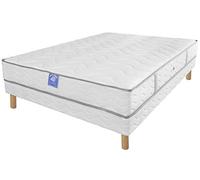 Belle Literie - Ensemble Matelas Ressorts Diadème + Sommier Tapissier - Blanc - 130 X 190 Cm + Jeu de 4 Pieds offerts