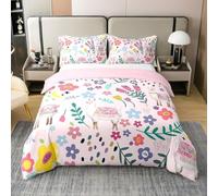 Belle Llama Coton Housse de Couette Garçons et Filles pour Enfants,Fleurs pour Lit 200x200 Literie Llama,Coloré Vintage Enfants Graffiti Fleurs Tulipes Parure de Lit,Lit Cartoon Set de 2