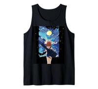 Belle Lune et étoiles Jeune Fille avec Guitare Débardeur