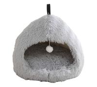 Belle maison pour animaux de compagnie en peluche douce Maisons intérieures Abris de couchage avec jouets suspendus en verre et chaud pour petits chiens chats Lit de repos
