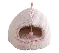 Belle maison pour animaux de compagnie en peluche douce Maisons intérieures Abris de couchage avec jouets suspendus en verre et chaud pour petits chiens chats Lit de repos