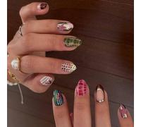 Belle manucure artificielle à presser en forme d'amande - Design créatif inspiré de la French Tip - Facile à porter - Pour femme - Élégant nail art