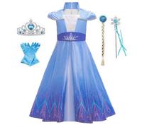 Belle & Moana Déguisement Robe Elsa Reine des Neiges, Robe Princesse pour Filles, Déguisement Princesse Elsa avec Accessoires pour Fêtes, Anniversaires, Carnaval, Halloween 5-6 ans