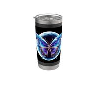 Belle papillon avec lune légère. Gobelet isotherme en acier inoxydable double paroi