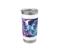 Belle papillon avec lune légère. Gobelet isotherme en acier inoxydable double paroi