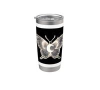 Belle papillon avec lune légère. Gobelet isotherme en acier inoxydable double paroi