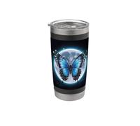 Belle papillon avec lune légère. Gobelet isotherme en acier inoxydable double paroi