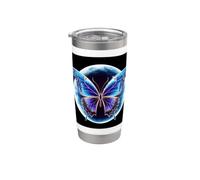 Belle papillon avec lune légère. Gobelet isotherme en acier inoxydable double paroi
